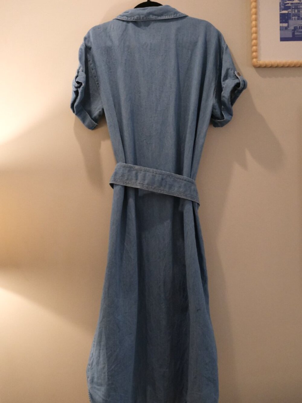 Sezane Dora Dress Denim Blue Midi Size 40 US 8 - Picture 7 of 8